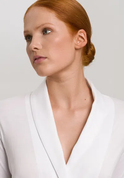 Hanro Robe Selection Shawl Collar Cotton Robe In White