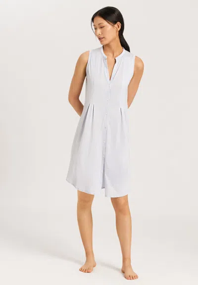 Hanro Cotton Deluxe Sleeveless Shirtwaist Nightgown In Blue Glow