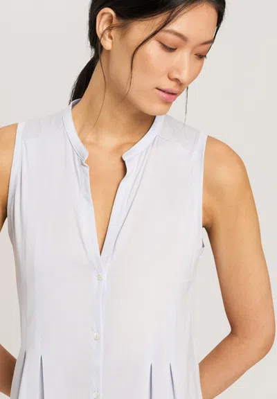 Hanro Cotton Deluxe Sleeveless Shirtwaist Nightgown In Blue Glow