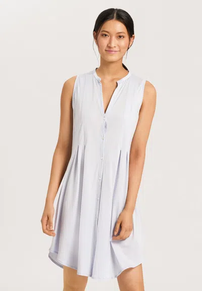 Hanro Cotton Deluxe Sleeveless Shirtwaist Nightgown In Blue Glow
