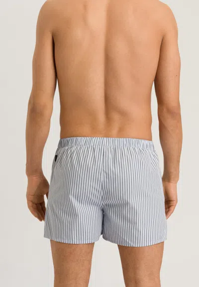 Hanro Mens Light Grey Stripe Fancy Relaxed-fit Cotton Boxer Shorts Xxl In Blue