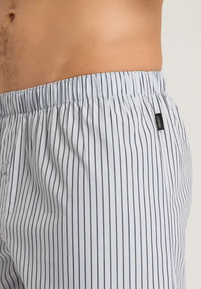Hanro Mens Light Grey Stripe Fancy Relaxed-fit Cotton Boxer Shorts Xxl In Blue