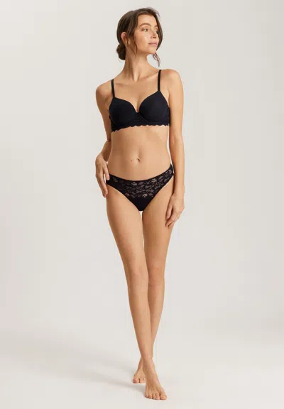 Hanro Stretch-cotton Moments Mini Briefs In Black