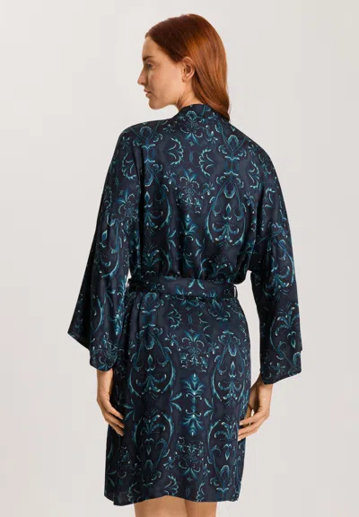 Hanro Marlene Damask Robe In Black
