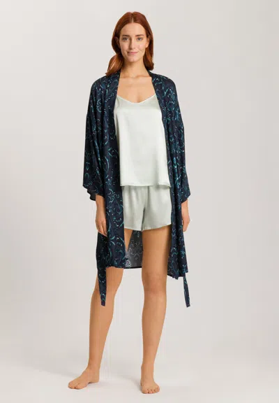 Hanro Marlene Damask Robe In Black