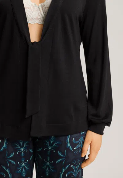 Hanro Marlene Wool Blend Front-tie Cardigan In Multi