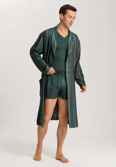 Hanro Selection Silk Blend Striped Robe In Multi