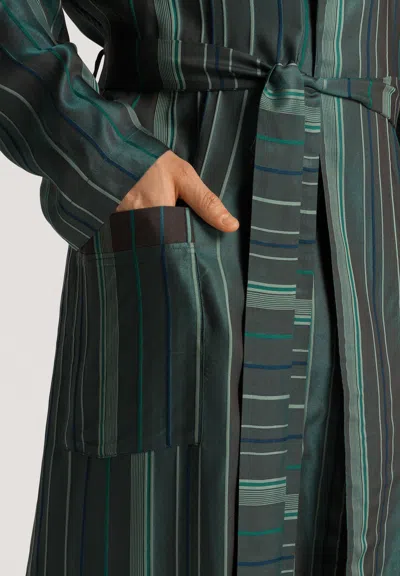 Hanro Selection Silk Blend Striped Robe In Multi