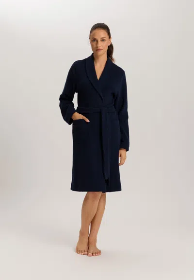 Hanro Robe Selection Shawl Collar Robe In Blue