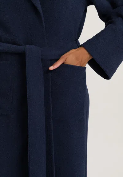 Hanro Robe Selection Shawl Collar Robe In Blue
