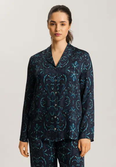 Hanro Marlene Button Front Pajama Set In Blue