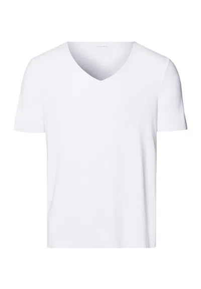 Hanro Cotton Sporty V-neck Cotton T-shirt In White