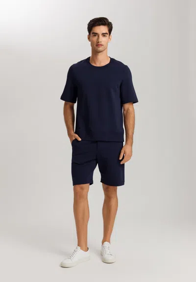 Hanro Natural Living Organic Cotton Drawstring Shorts In Deep Navy