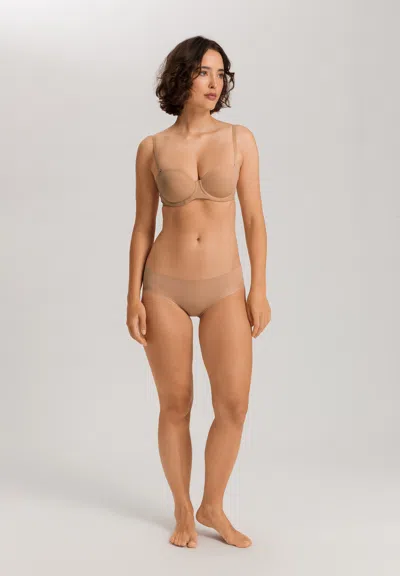 Hanro Invisible Cotton Cotton Blend High Cut Brief In Brown