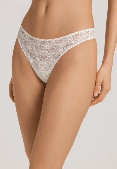 Hanro Ruby Geometric Lace Thong In White
