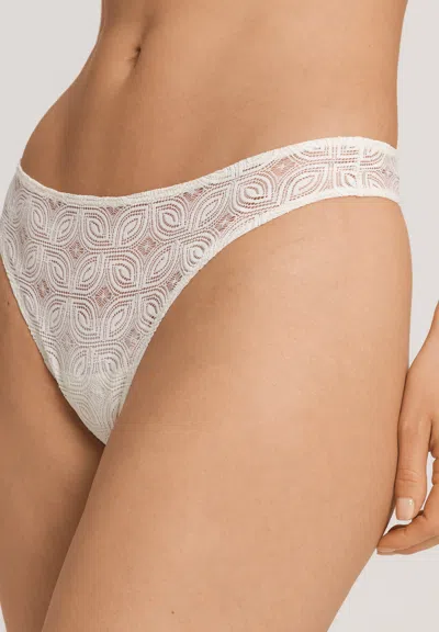 Hanro Ruby Geometric Lace Thong In White