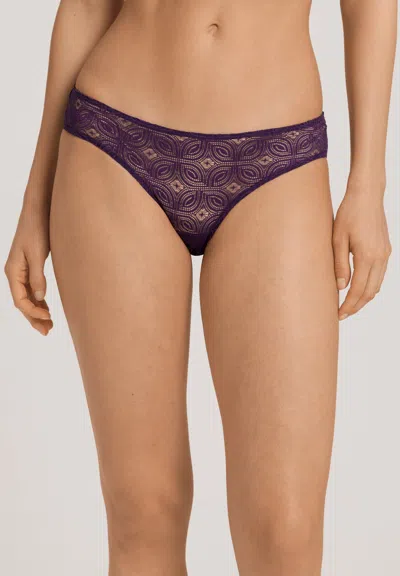 Hanro Ruby Geometric Lace Bikini In Purple