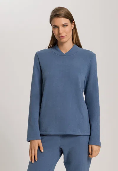Hanro Easy Wear Recycled Cotton Blend Pullover In Blue