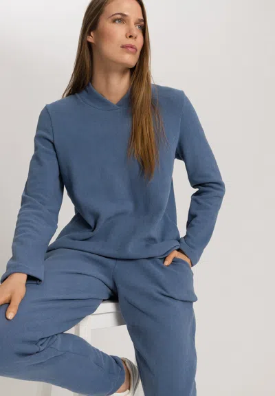 Hanro Easy Wear Recycled Cotton Blend Pullover In Blue