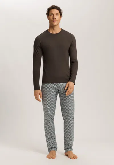 Hanro Cotton Solid Long Sleeve Pajama Tee In Brown