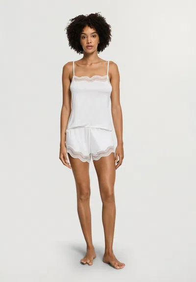 Hanro Cira Tulle Lace Trim Knickers In White