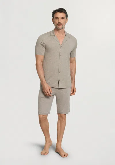 Hanro Urban Casuals Linen Blend Drawstring Shorts In Brown