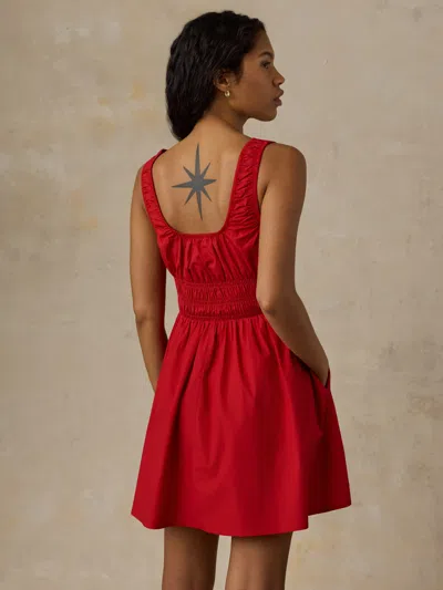 Faherty Coastal Poplin Sunseeker Mini Dress In Red