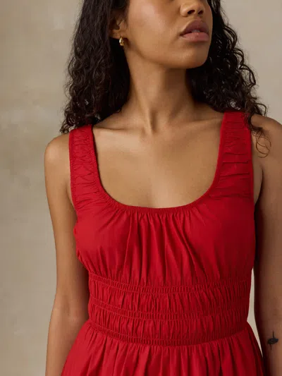 Faherty Coastal Poplin Sunseeker Mini Dress In Red