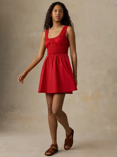 Faherty Coastal Poplin Sunseeker Mini Dress In Red