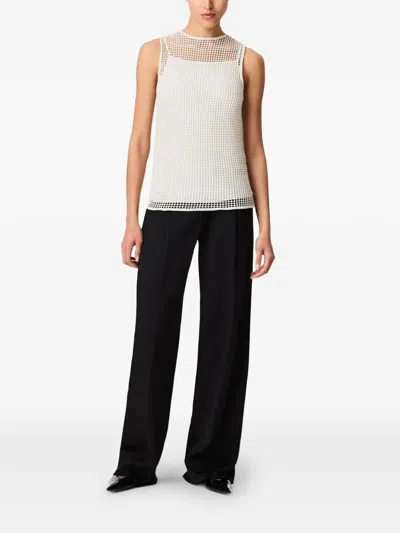 Another Tomorrow Beaded Mesh-knit Top In Multi