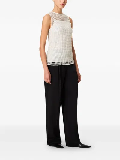 Another Tomorrow Beaded Mesh-knit Top In Multi