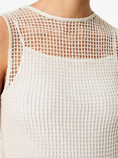 Another Tomorrow Beaded Mesh-knit Top In Multi