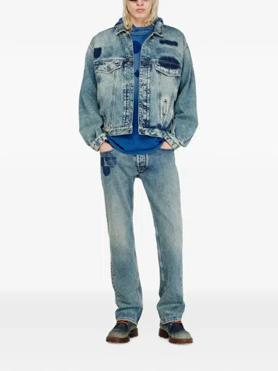Diesel T-shirt With Shadow-effect Patches In Blue
