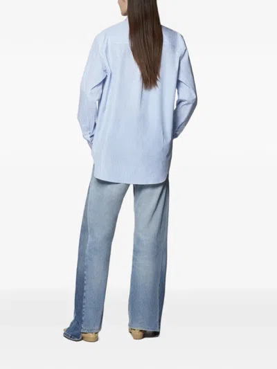Another Tomorrow Stripe-print Oversized Shirt In Blue