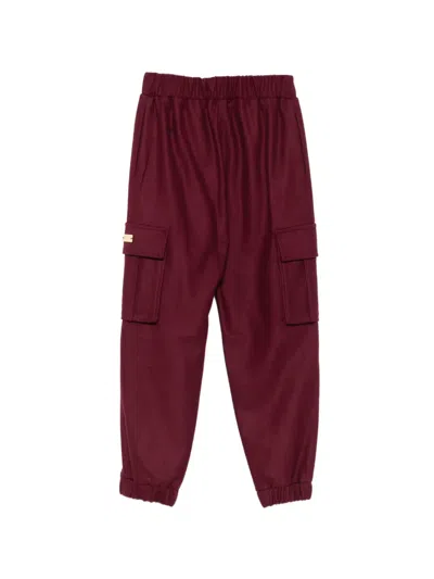 Balmain Elasticated Wool Cargo Track Pants In Red