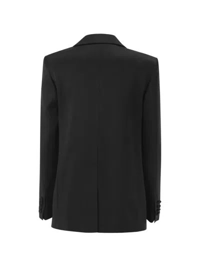 Max Mara Double-breasted Satin Blazer In Black