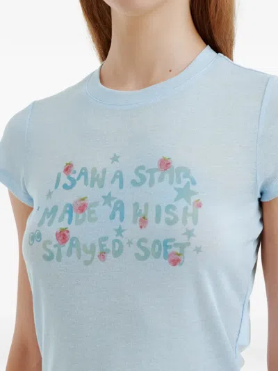 Mini Cream Graphic-print Short-sleeve T-shirt In Blue