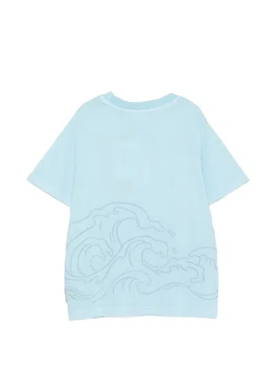 Molo Wave-embroidered T-shirt In Blue