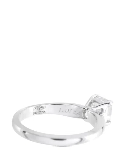Pre-owned Jacob & Co. Diamond Solitaire Ring In Silver