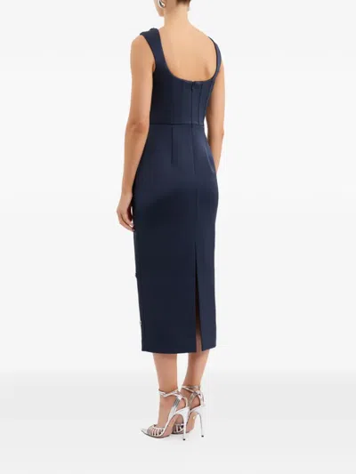 Rebecca Vallance Ayla Crystal-embellished Satin-crepe Midi Dress In Blue