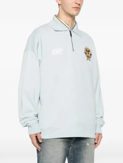 Off-white Logo-patch Half-zip Sweater In Blue