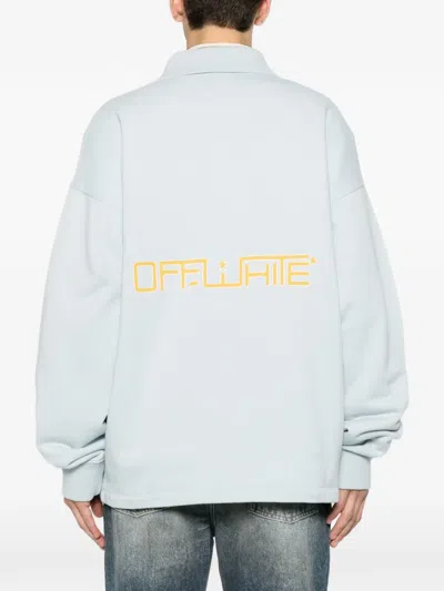 Off-white Logo-patch Half-zip Sweater In Blue