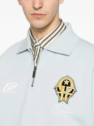 Off-white Logo-patch Half-zip Sweater In Blue
