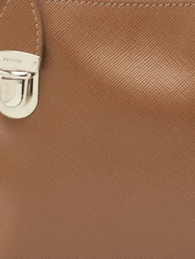 Pre-owned Prada Saffiano-leather Shoulder Bag In Neutral