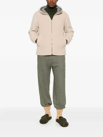Herno Fleece-texture Hooded Jacket In Neutral