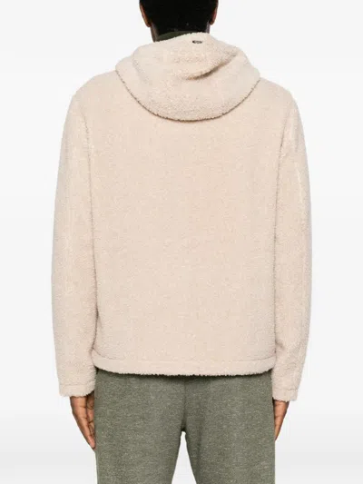 Herno Fleece-texture Hooded Jacket In Neutral