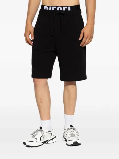 Diesel Devin-d-pop Logo-waistband Shorts In Black