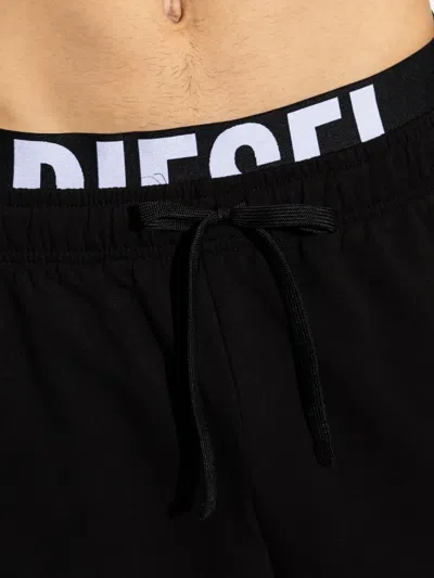 Diesel Devin-d-pop Logo-waistband Shorts In Black