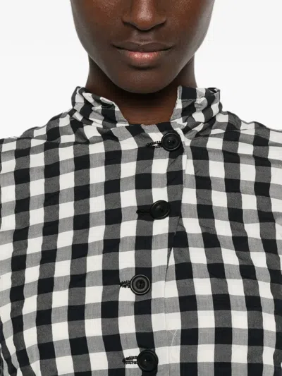 Ricorrrobe Gingham-check Asymmetric Coat In White