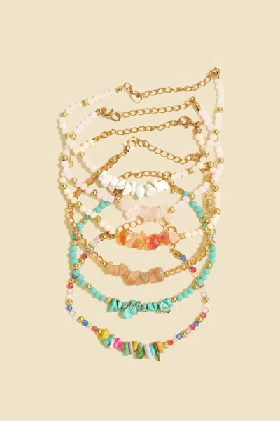 Cupshe Tidal Rush Beaded Anklet Set In Multi